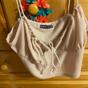 SHEIN Tie back rib knit crop top